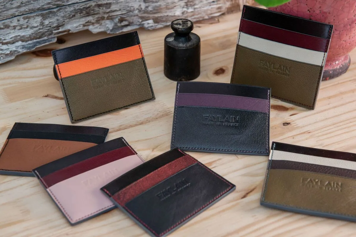 Le Portefeuille — cuir noir, bordeaux et kaki